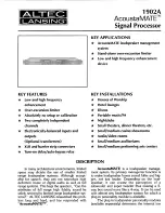 Altec Lansing 1902A SIGNAL PROCESSING Manual preview