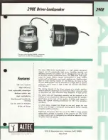 Предварительный просмотр 1 страницы Altec Lansing 290 HF DRIVERS Manual