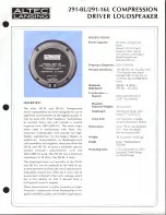 Предварительный просмотр 1 страницы Altec Lansing 291-16L Specification Sheet