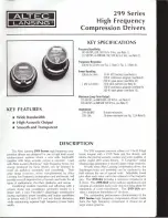 Предварительный просмотр 1 страницы Altec Lansing 299 HF DRIVERS Manual