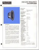 Предварительный просмотр 1 страницы Altec Lansing 3124 Specification Sheet