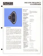 Предварительный просмотр 1 страницы Altec Lansing 3182 LF SPEAKER Manual