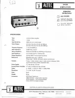 Altec Lansing 342B POWER AMP Manual preview