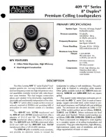 Предварительный просмотр 1 страницы Altec Lansing 409 E CEILING SPEAKERS Manual