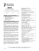 Altec Lansing 4200A POWER AMPLIFIER Specifications предпросмотр