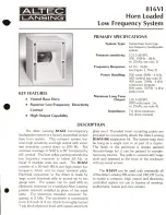 Предварительный просмотр 1 страницы Altec Lansing 816VI LF SPEAKER SYSTEM Manual