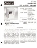 Предварительный просмотр 1 страницы Altec Lansing 816VIX LF SPEAKER CABINET Manual