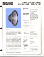 Предварительный просмотр 1 страницы Altec Lansing 921-8A LF SPEAKER Manual