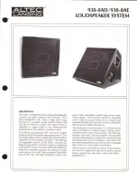 Preview for 1 page of Altec Lansing 938-8AD SPEAKER SYSTEM Specifications