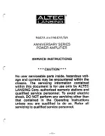 Altec Lansing 9442ASA Anniversary Series Service Instructions Manual предпросмотр