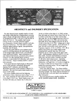 Предварительный просмотр 6 страницы Altec Lansing 9444B POWER AMPLIFIER SERVICE Specifications