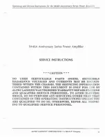 Предварительный просмотр 1 страницы Altec Lansing 9446A POWER AMPLIFIER SERVICE Manual