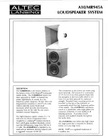 Предварительный просмотр 1 страницы Altec Lansing A10-MR945A VOTT SPEAKER SYSTEM Manual