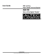 Altec Lansing ADA104 User Manual preview