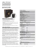 Предварительный просмотр 1 страницы Altec Lansing DX1012-8A Specifications