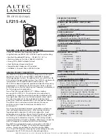 Altec Lansing LF215-4A LF SPEAKER SYSTEM Specifications preview