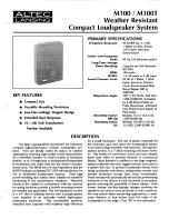 Altec Lansing M100 Specification Sheet preview