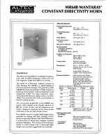 Предварительный просмотр 1 страницы Altec Lansing MR64B HF HORN Manual