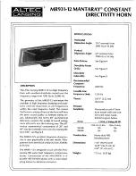 Предварительный просмотр 1 страницы Altec Lansing MR931-12 HF HORN Manual