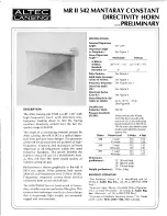 Altec Lansing MRII542 HF HORN Manual preview