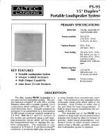 Preview for 1 page of Altec Lansing PS-95 SPEAKER SYSTEM Manual