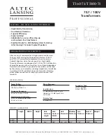 Altec Lansing T5100 TRANSFORMER Manual preview