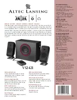 Предварительный просмотр 2 страницы Altec Lansing VS2421 Specification Sheet