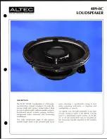 Предварительный просмотр 1 страницы Altec 409-8C CEILING SPEAKER Manual