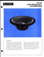 Предварительный просмотр 1 страницы Altec 411-8A LF SPEAKER Manual