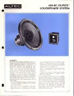 Altec 604G DUPLEX SPEAKER Manual предпросмотр