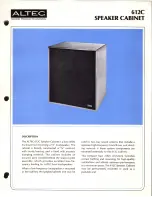 Предварительный просмотр 1 страницы Altec 612C SPEAKER CABINET Manual