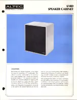 Предварительный просмотр 1 страницы Altec 614D SPEAKER CABINET Manual