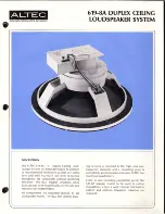 Предварительный просмотр 1 страницы Altec 619-8A CEILING SPEAKER Manual