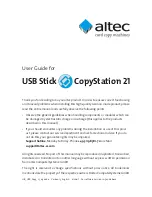 Altec USB Stick CopyStation 21 User Manual preview