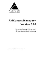 Preview for 1 page of Altigen AltiContact Manager Version 5.0A Administration Manual