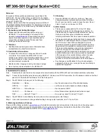 Preview for 1 page of Altinex MT306-501 User Manual