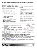 Предварительный просмотр 1 страницы Altinex SIGNAL MANAGEMENT SOLUTIONS TP315-103 User Manual