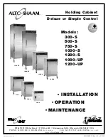 Alto-Shaam 1000-S SERIES Installation, Operation And Maintanance Manual preview