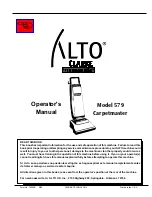 Preview for 1 page of Alto Carpetmaster 579 Operator'S Manual