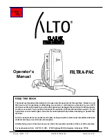 Предварительный просмотр 1 страницы Alto Filtra-Pac 02150A Operator'S Manual