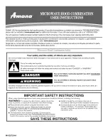 Amana AMV1150VAB0 User Instructions preview