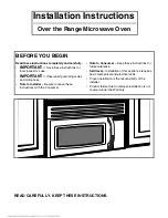 Предварительный просмотр 1 страницы Amana AMV1154BAW Installation Instructions Manual