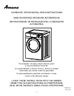 Preview for 1 page of Amana Automatic Dryer Installation Instructions Manual