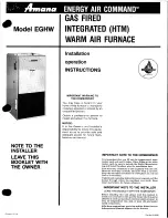 Preview for 1 page of Amana EGHW Installation & Operation Instructions