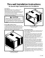 Предварительный просмотр 1 страницы Amana High Capacity Room Air Conditioner Installation Instructions