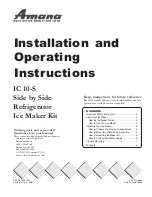 Amana IC 10-S Installation And Operating Instructions Manual preview