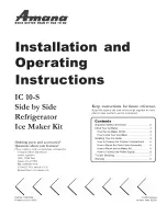 Amana IC10-S and Installation And Operating Instructions Manual preview