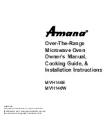 Amana MVH140E Owner'S Manual & Installation Instructions предпросмотр