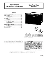 Amana Quiet Zone Room Air Conditioner Use And Care Manual preview