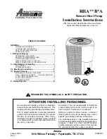 Предварительный просмотр 1 страницы Amana RHA**B*A Installation Instructions Manual